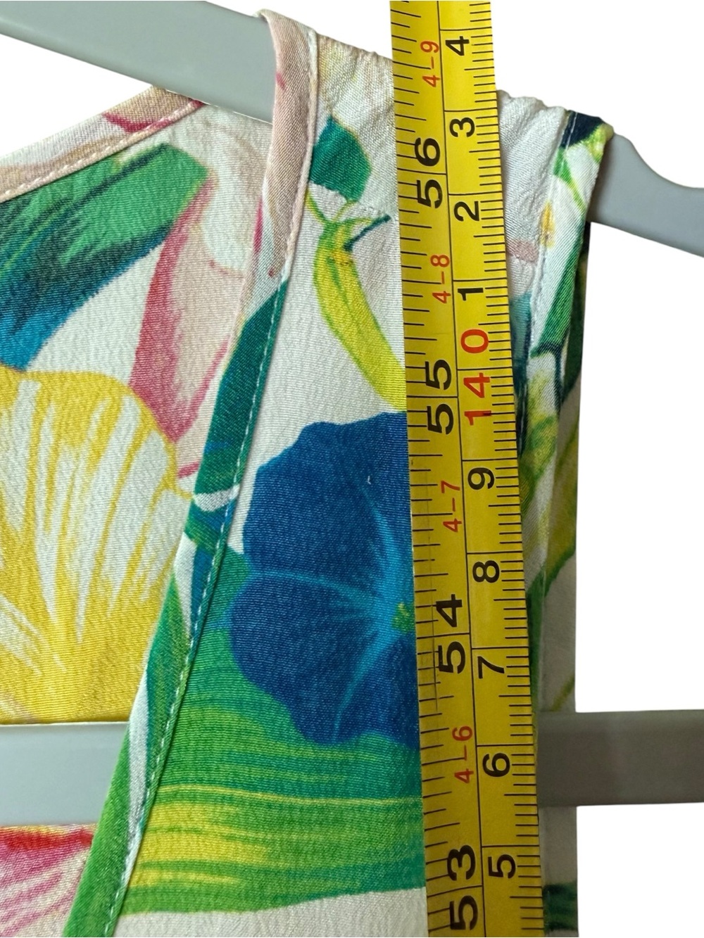 White with Yellow, Blue & Green Tommy Bahama Fleur De Lite Silk Maxi Dress Sz M - Picture 7 of 10